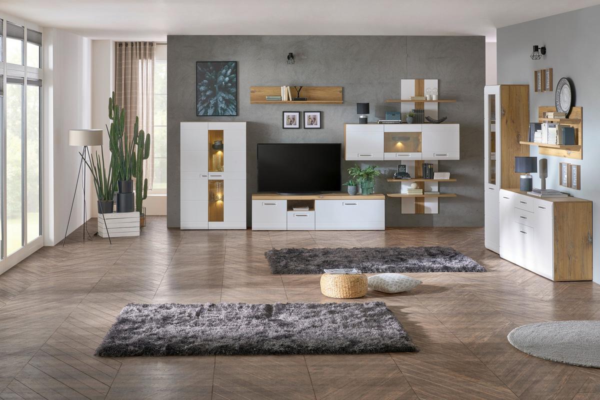 Vitrină AURIS - alb, Modern, sticlă/material pe bază de lemn (95/154,4/37,1cm) - Modern Living