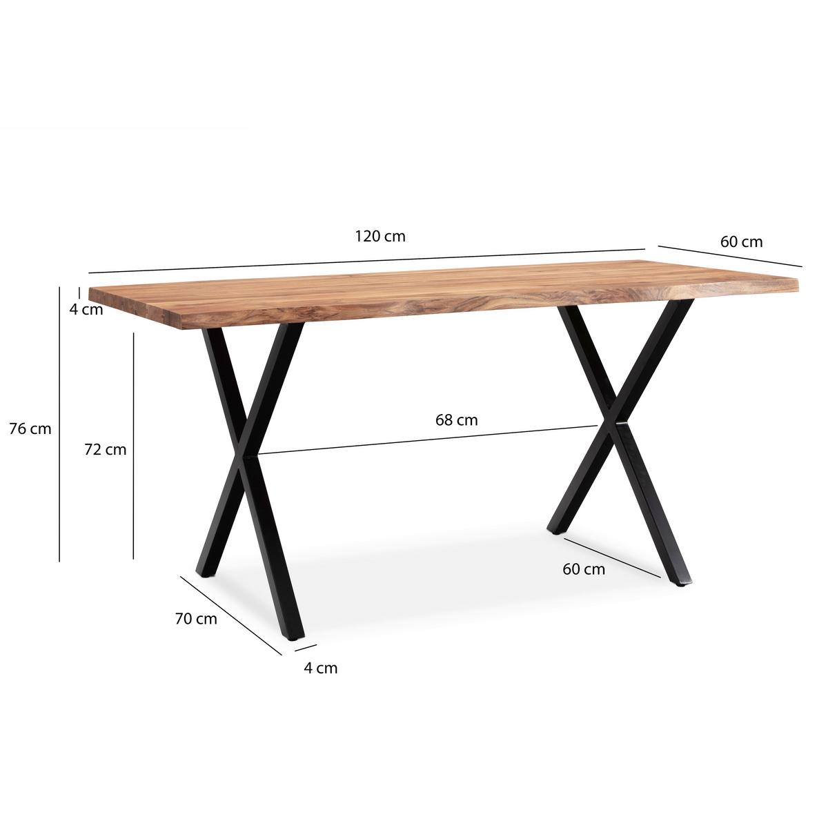 Jedilna Miza Wl7.251 - črna/barve akacije, Moderno, kovina/les (120/60/76cm) - MID.YOU