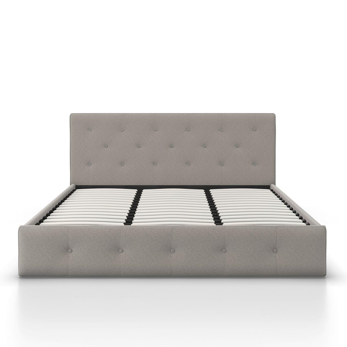 Pat tapițat gri deschis JULIE cca 180X200 gri deschis - gri deschis/culoare natur, Modern, metal/lemn (180/200cm) - Bessagi Home