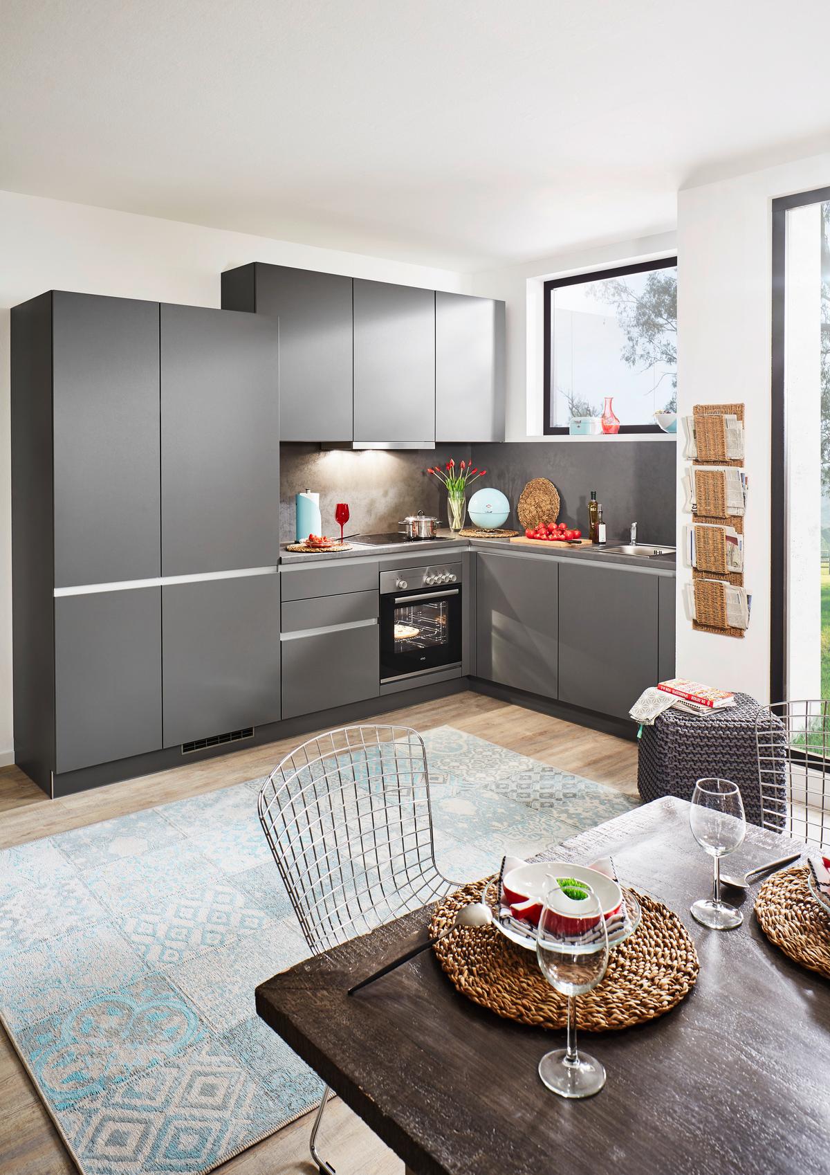 Kutna Blok Kuhinja Win - antracit, Moderno, drvni materijal (290/185cm) - Express-Kuechen
