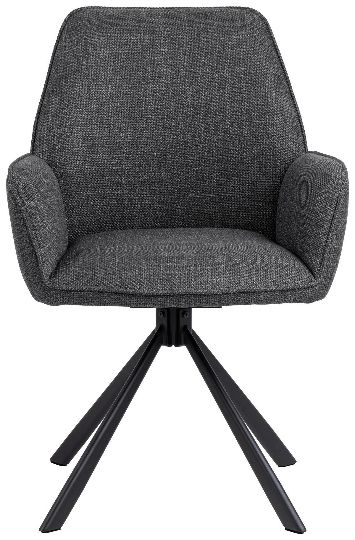 KRZESŁO Z PODŁOKIETNIKAMI GLENDA - ciemnoszary/czarny, Trend, metal/tkanina (61/88,5/63cm) - MID.YOU