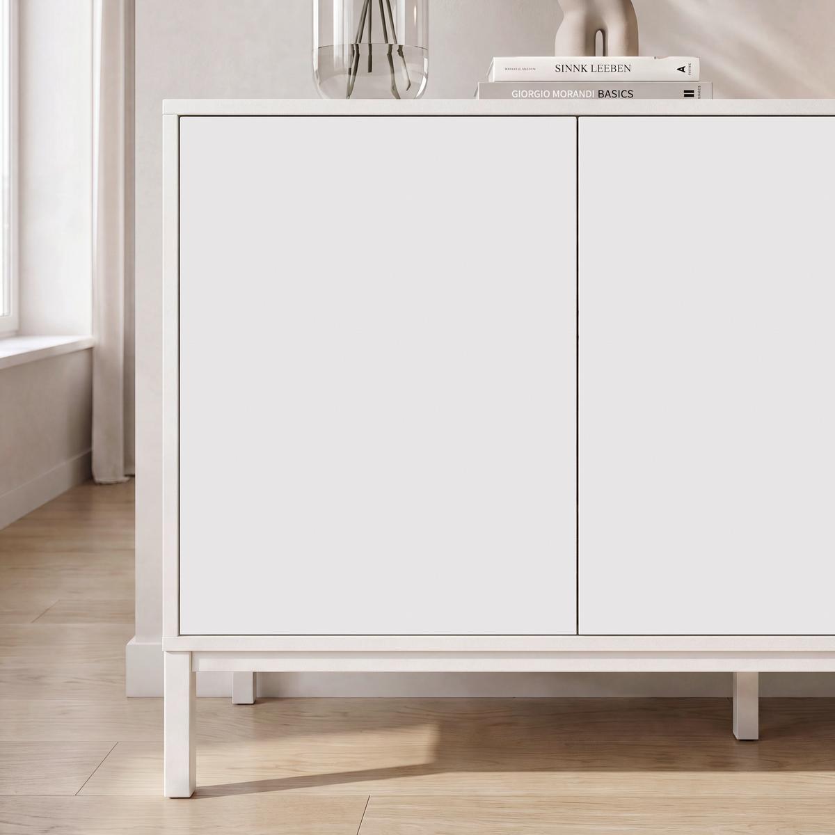 Sideboard Amber Weiß MDF/Eisen - Weiß, MODERN, Holzwerkstoff/Metall (150/80/40cm) - Bessagi Home