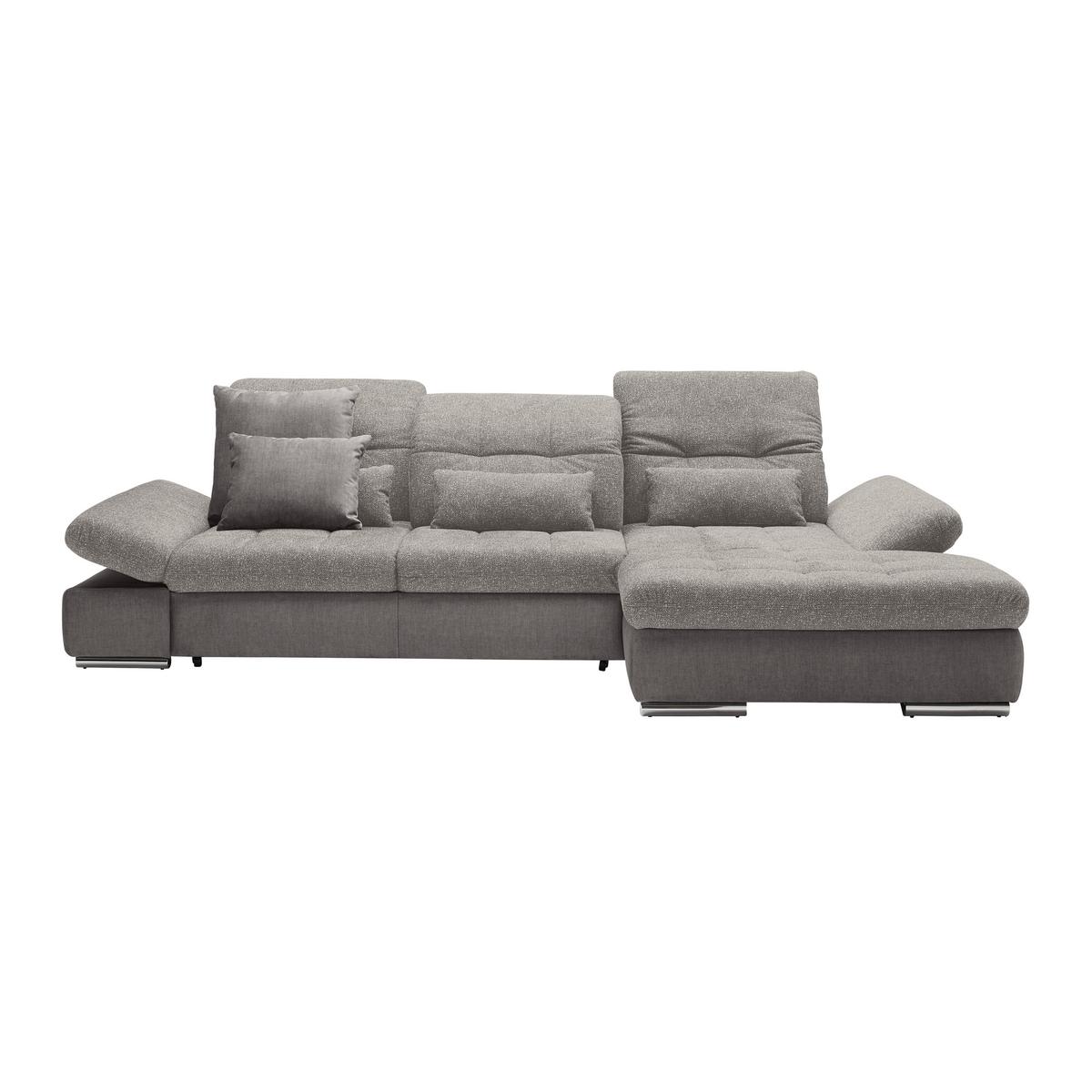 Wohnlandschaft Sanfino Silberfarben - Chromfarben/Silberfarben, KONVENTIONELL, Holz/Textil (305/79-96/199cm) - Premium Living
