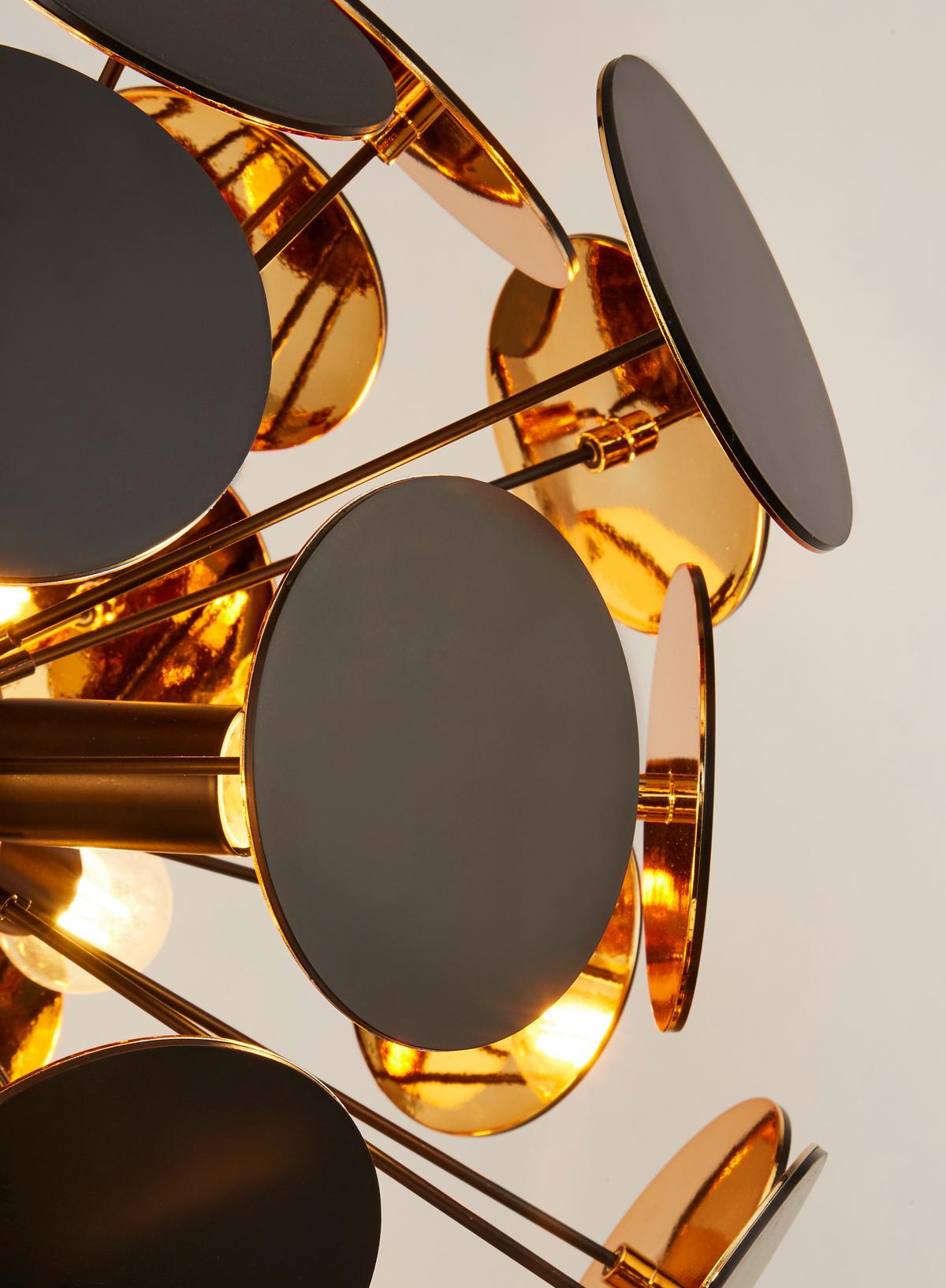 Függőlámpa Discus 3074-4bg - fekete/aranyszínű, Design, fém (47/135cm)