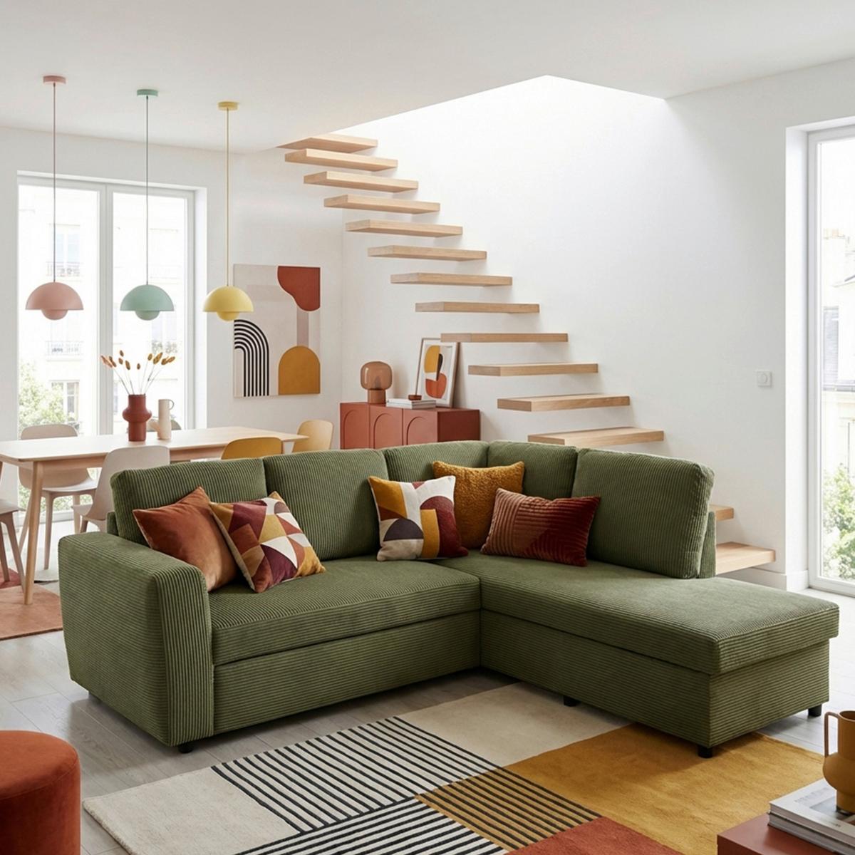Coltar TOULOUSE - kaki, Trend, lemn/metal (224/206cm)