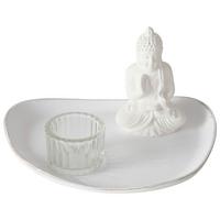 TACA DEKORACYJNA NAMASTE I - biały, Basics, materiał drewnopochodny/szkło (16/11/21cm) - Modern Living