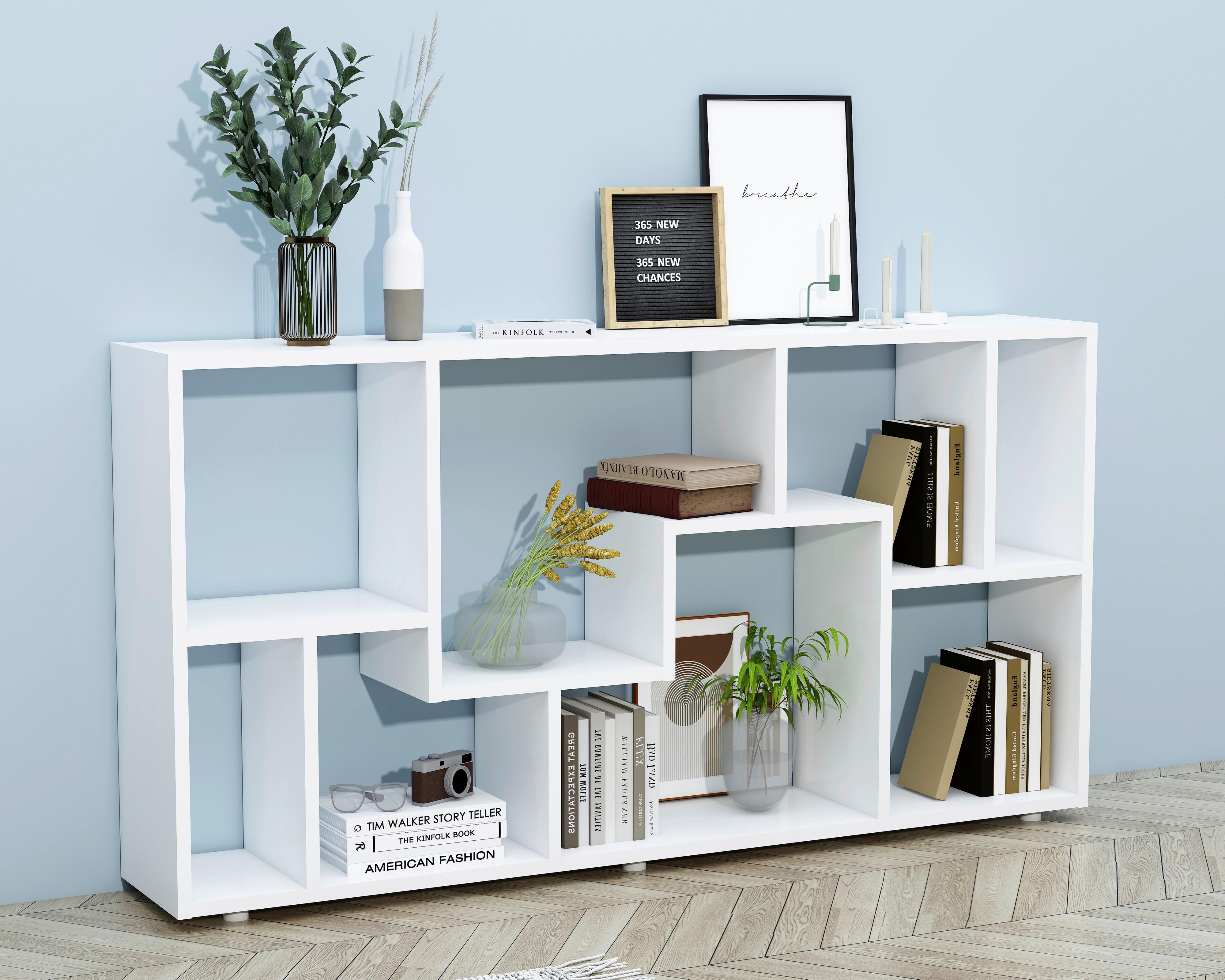 REGAL LANISA - Weiss/Silberfarben, Design, Holzwerkstoff/Kunststoff (116/58/20cm) - MID.YOU