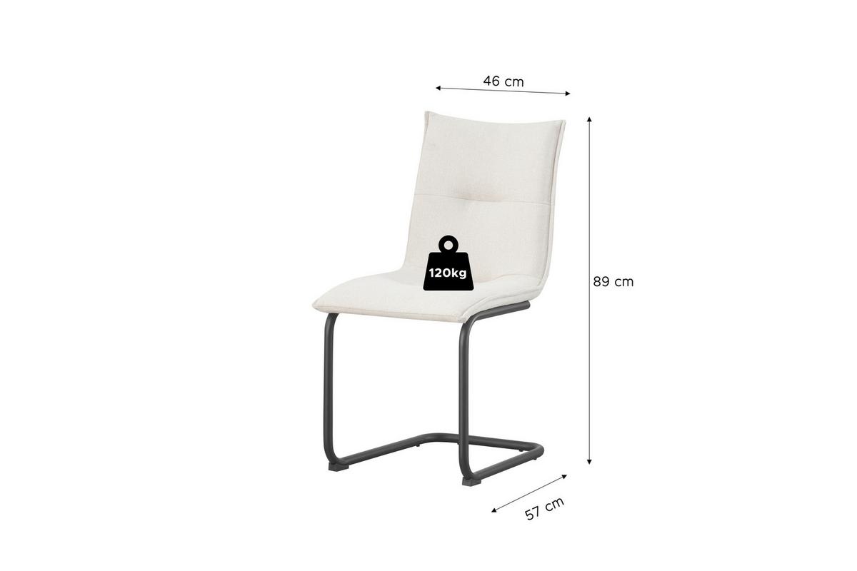 SCHWINGSTUHL-SET SONJA - Creme/Schwarz, Modern, Textil/Metall (46/89/57cm) - MID.YOU