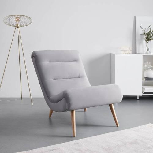 Relaxsessel Jan Hellgrau Samt - Hellgrau/Naturfarben, MODERN, Holz/Textil (74/102/90cm) - Bessagi Home