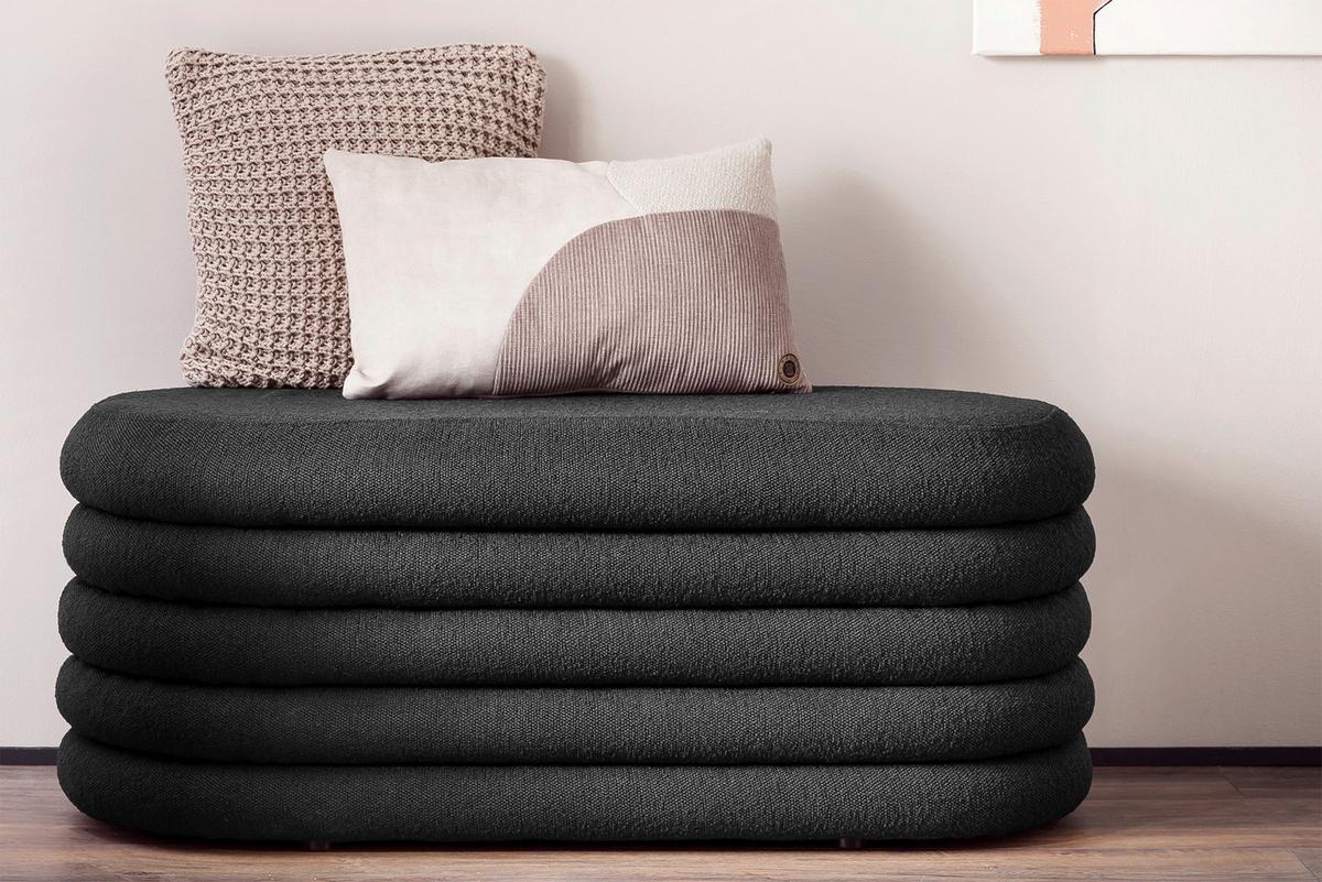 Klop Bouclé, Antracit - antracit, Moderno, tekstil (108/42/45cm) - Livetastic