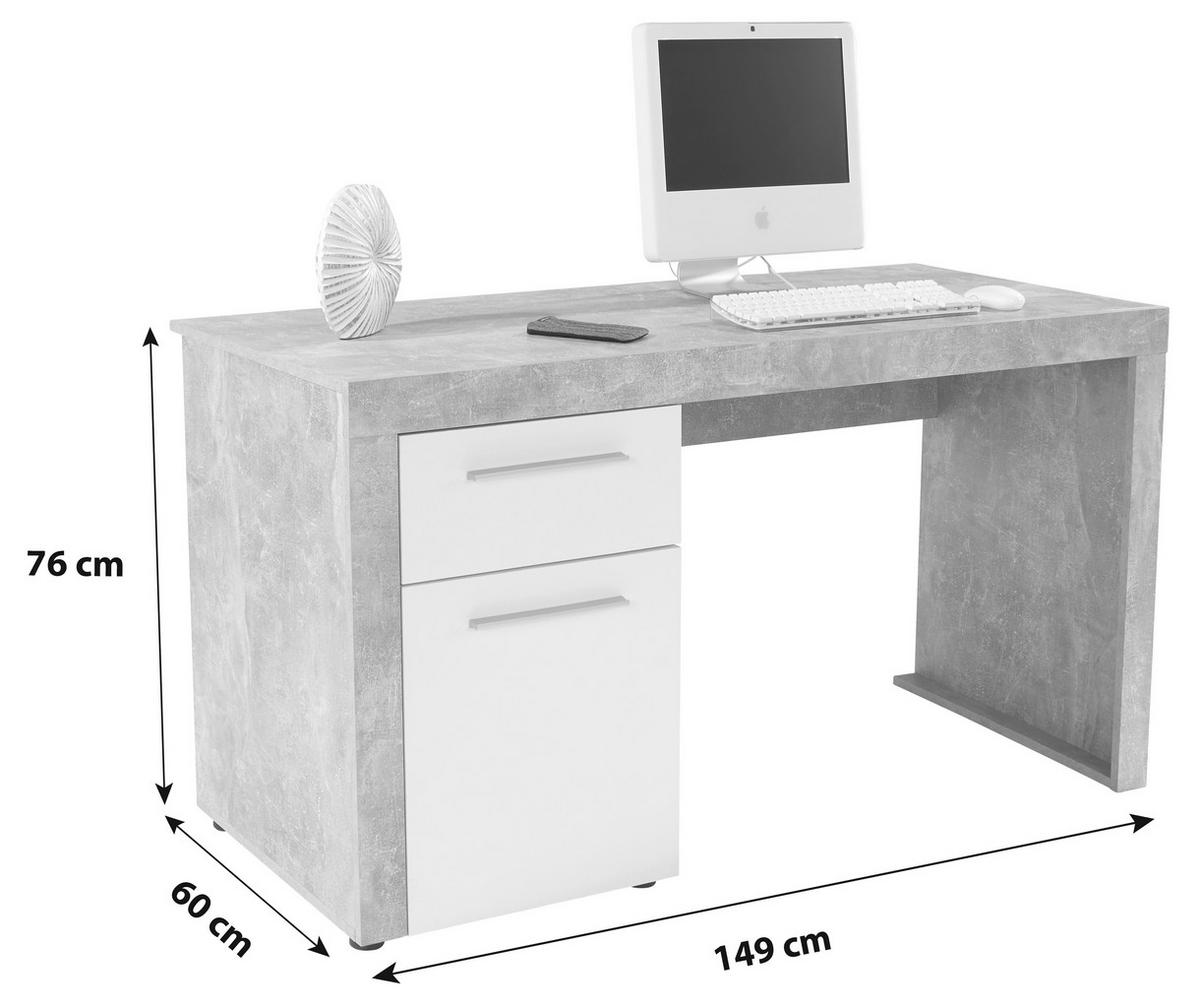 Masă de birou Focus - alb/gri, Modern, lemn (148,9/75,5/60cm) - Modern Living