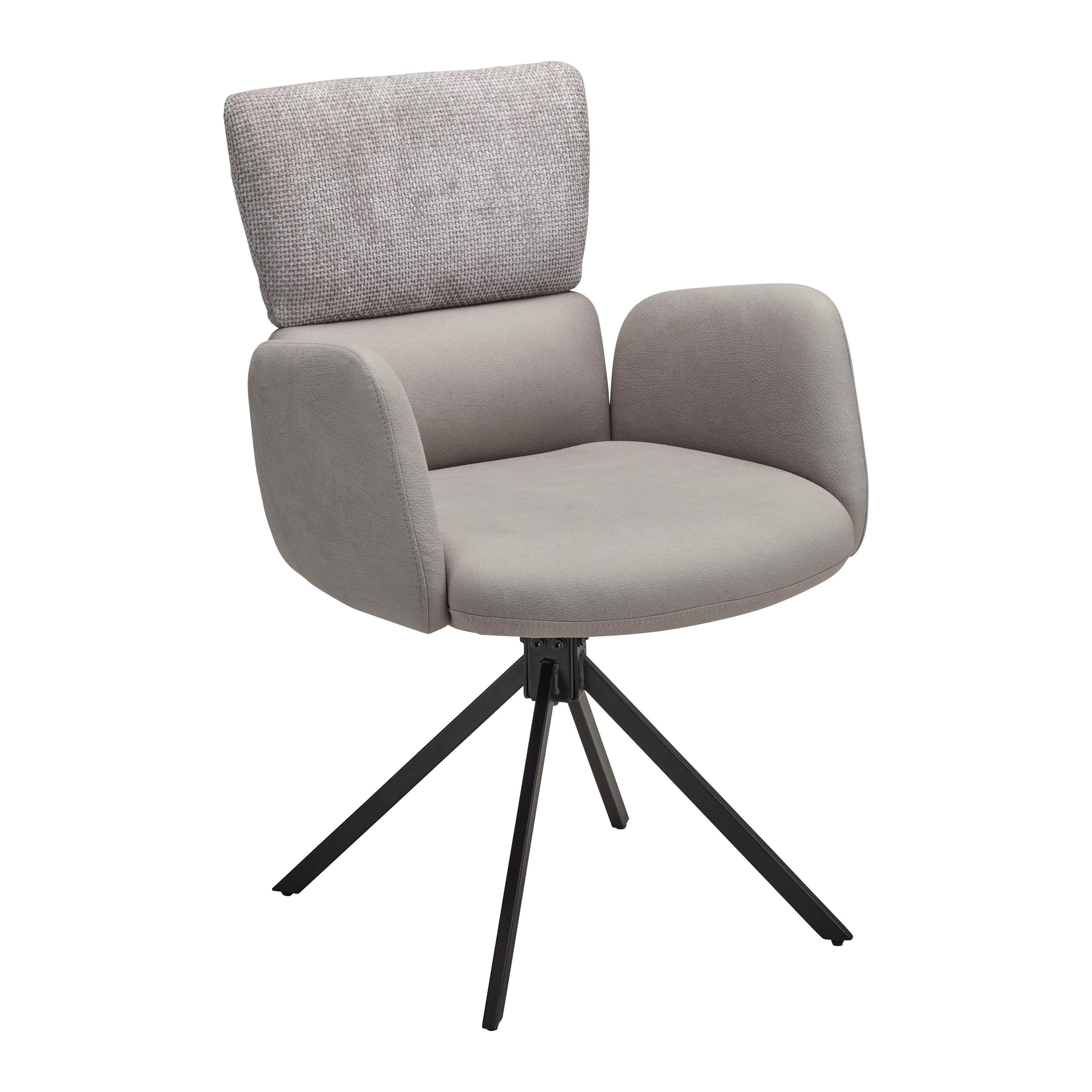 STOL MED ARMSTÖD PAOLA - grå/svart, Design, metall/trä (61/89.5/65cm) - Mömax