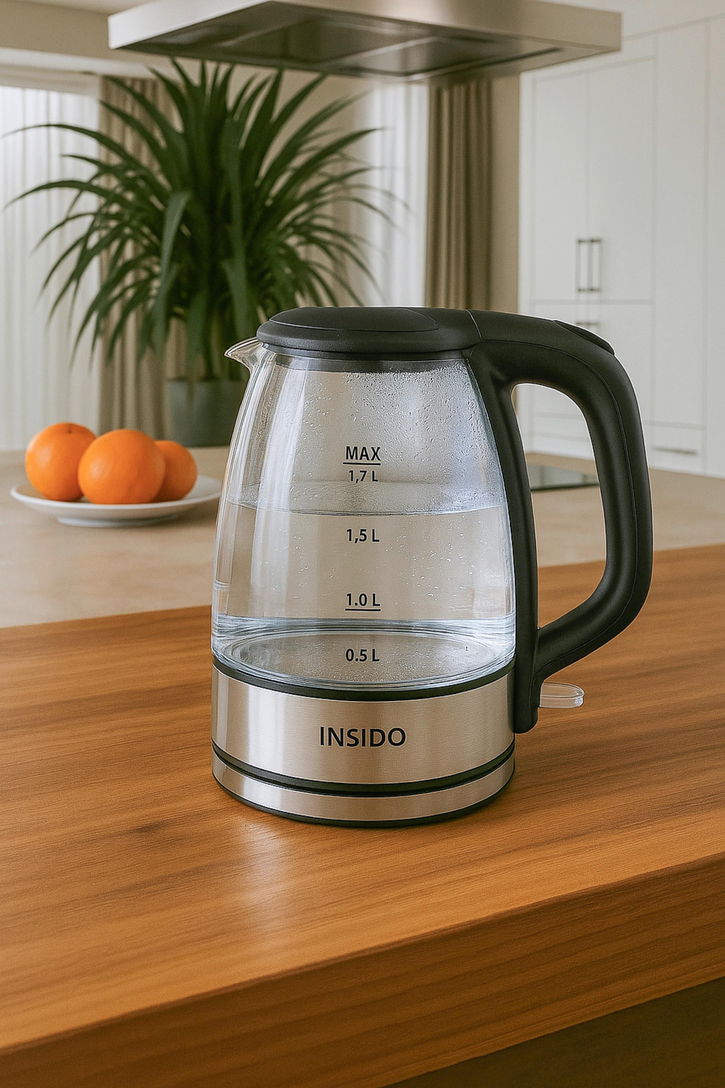 Wasserkocher Carolin in Schwarz ca. 1,7l - Schwarz, Glas/Kunststoff (21,5/15/24cm) - Insido