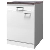 Kuhinjska Spodnja Omarica Lucca, Bela, Rjava - bela/barve aluminija, Konvencionalno, umetna masa/leseni material (60/85/60cm) - FlexWell