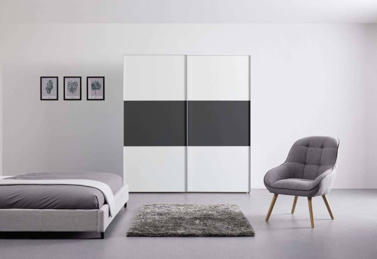 Ormar S Kliznim Vratima Includo - bijela/antracit, Design (200/222/68cm) - Premium Living