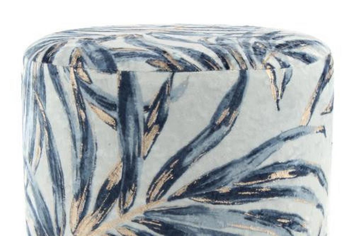 HOCKER GIPSY 225 - Blau/Goldfarben, Design, Textil/Metall (35/46/35cm) - Kayoom