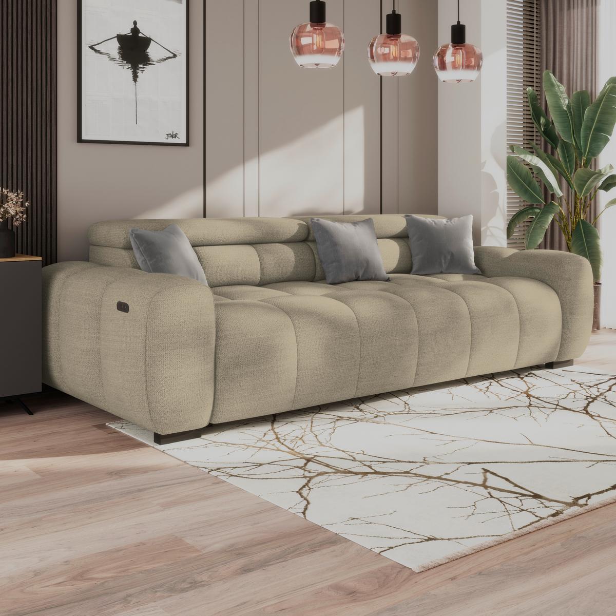Velika Sofa Bull - bež/crna, Trend, tekstil/plastika (248/77-97/108cm) - Luca Bessoni