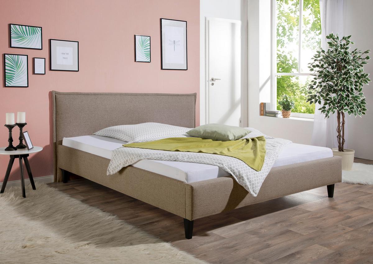 Polsterbett Roswell Hellbraun ca. 180x200 cm - Hellbraun/Schwarz, MODERN, Holz/Textil (180/200cm) - Livetastic