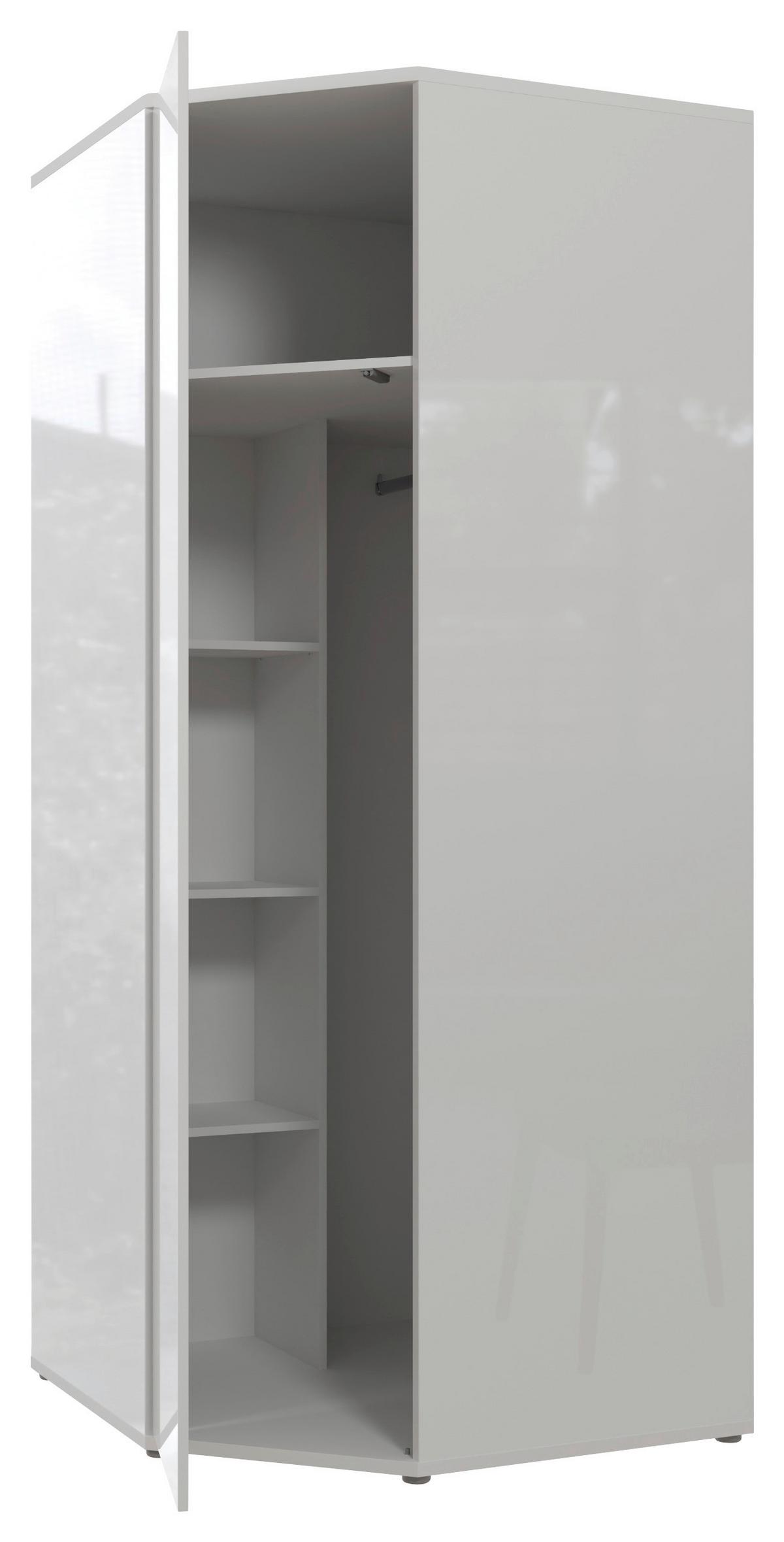 Kotna Omara Za Oblačila Alice, Bela - bela/visoki sijaj, Trend, leseni material (92/214/92cm) - Carryhome