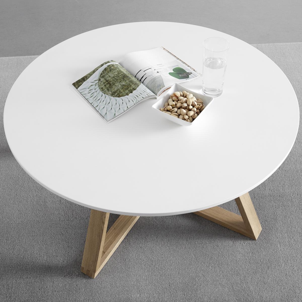 Klubska Miza Mattia, Bela, Hrast, Ø 80 Cm - barve hrasta/bela, Moderno, leseni material/les (80/39cm) - Bessagi Home