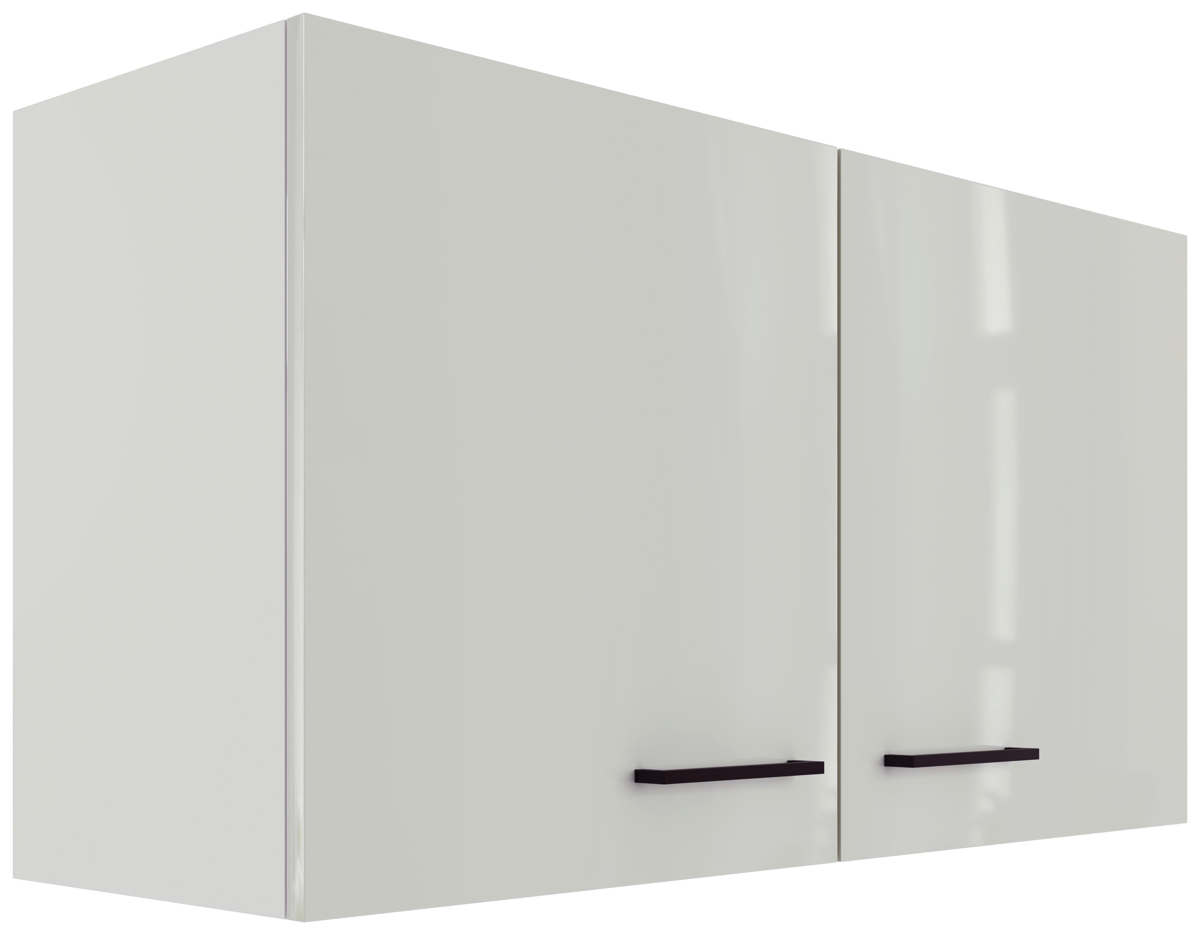 Küchenoberschrank in Lichtgrau glänzend - Schwarz/Grau, MODERN, Holzwerkstoff/Metall (100/54/32cm) - FlexWell