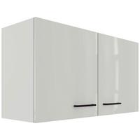 Küchenoberschrank in Lichtgrau glänzend - Schwarz/Grau, MODERN, Holzwerkstoff/Metall (100/54/32cm) - FlexWell