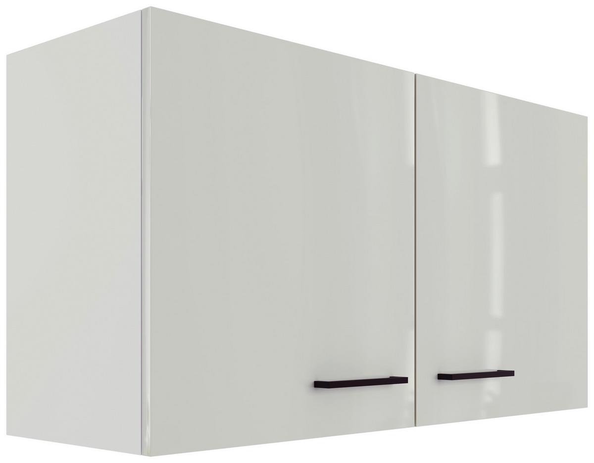 Küchenoberschrank in Lichtgrau glänzend - Schwarz/Grau, MODERN, Holzwerkstoff/Metall (100/54/32cm) - FlexWell