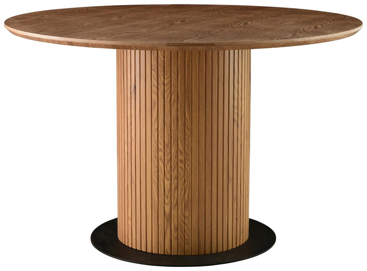 Jedilna Miza Jamie, Barva Oreha, Ø 120cm - barva oreha/črna, Trendi, kovina/leseni material (120/120/75cm) - MID.YOU