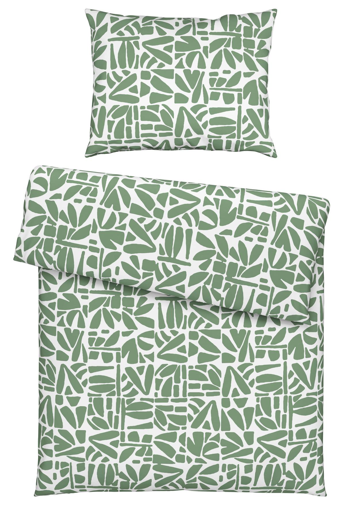 BETTWÄSCHESET BRITTA - Weiss/Grün, Modern, Textil (160/210cm) - Mömax