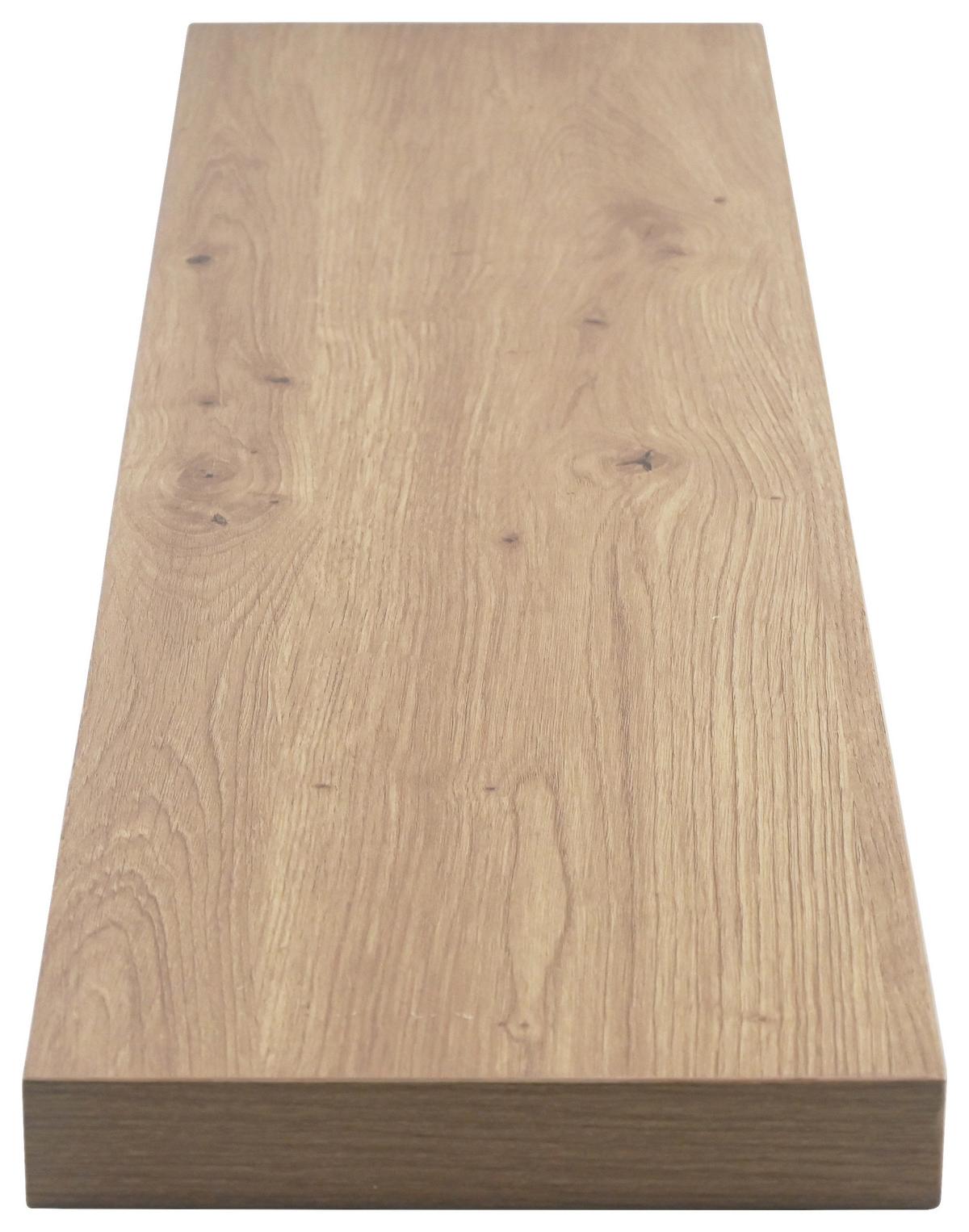 PÓŁKA ŚCIENNA SIMPLE - kolor dębowy, Basics, materiał drewnopochodny (90/3,8/23,5cm) - Boxxx