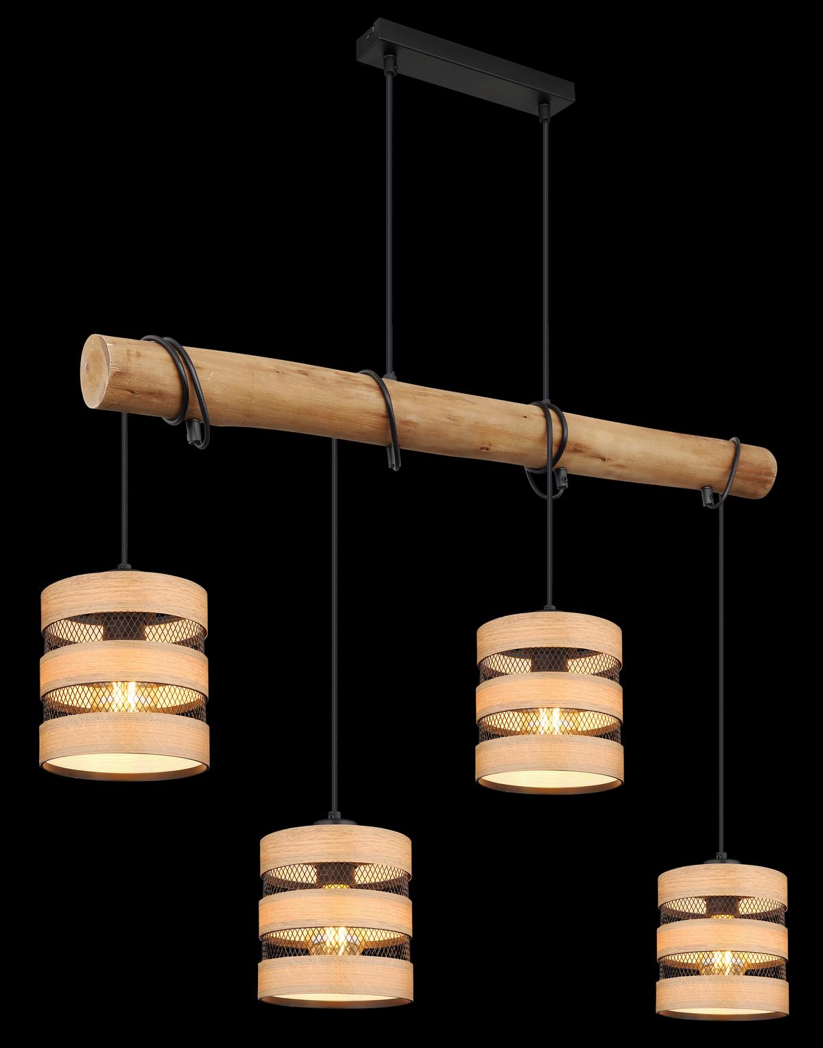 Hängeleuchte Soeni in Schwarz/Braun max. 40 Watt - Dunkelbraun/Schwarz, Design, Holz/Holzwerkstoff (85/15/120cm) - Globo