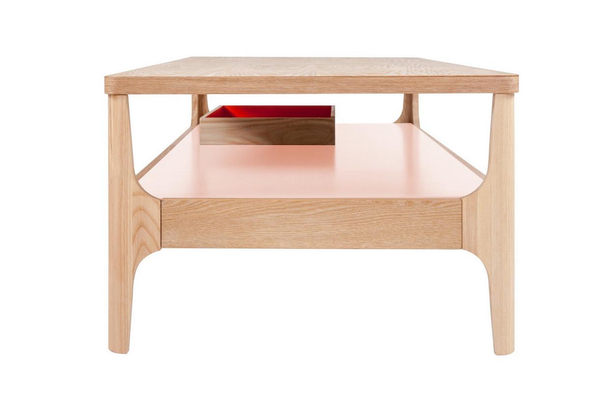Beistelltisch Avery Iii Esche / Rosa - Hellrosa/Eschefarben, Design, Holz (120/40/60cm) - Kayoom