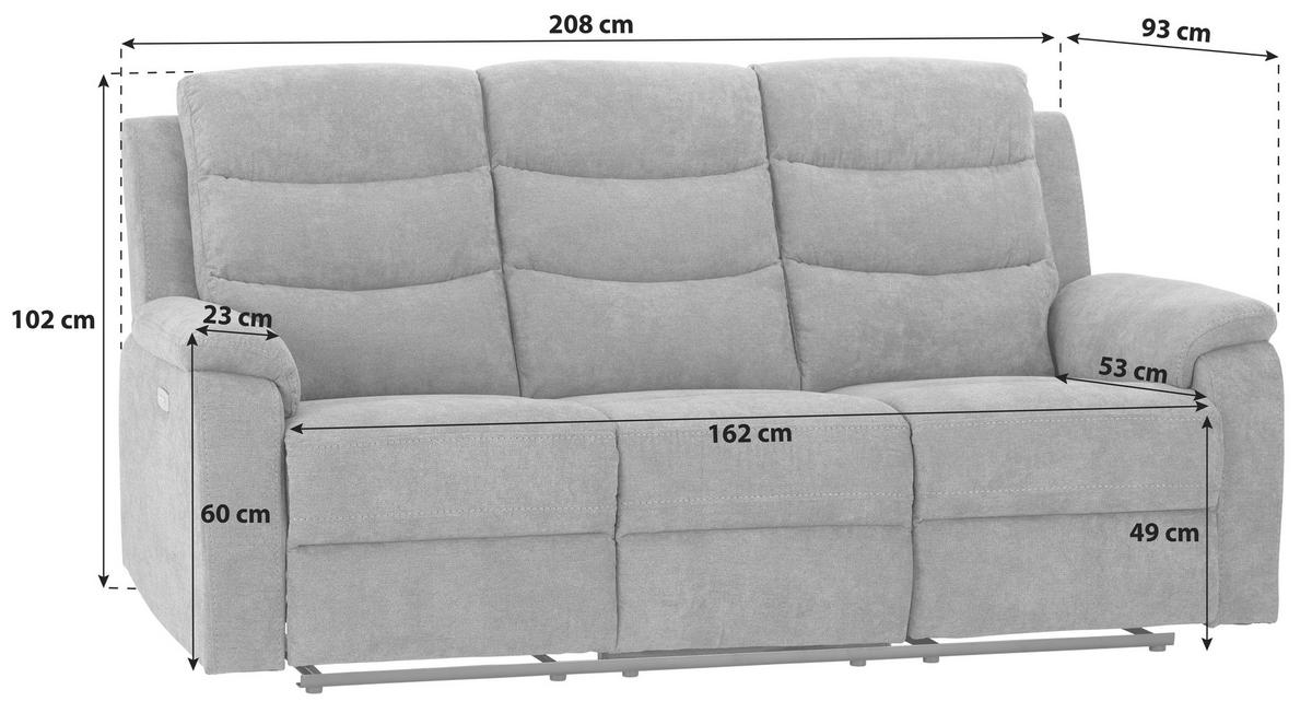 Trosed Sa Relaks Funkcijama Manchester - bež/crna, Konvencionalno, tekstil/plastika (208/102/93cm) - Ondega