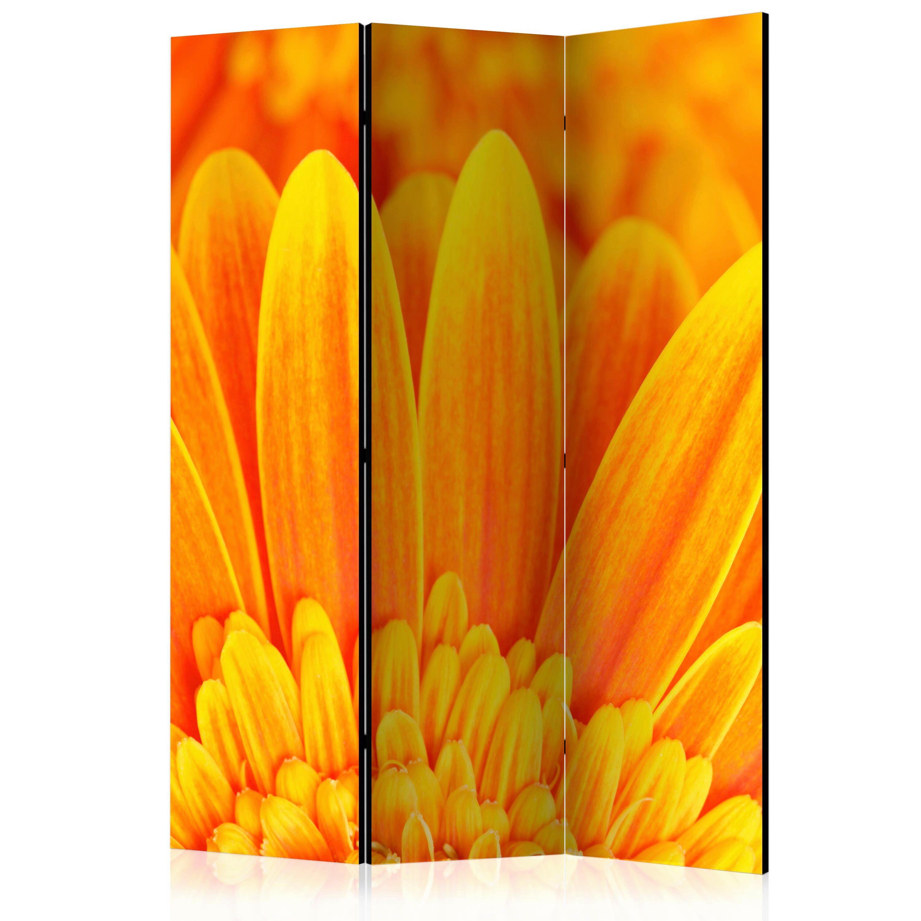 Paravan Yellow Garbera Daisies, 3-Delni, Dvostranski - rumena/oranžna, Basics, tekstil/les (135/172/3cm) - artgeist