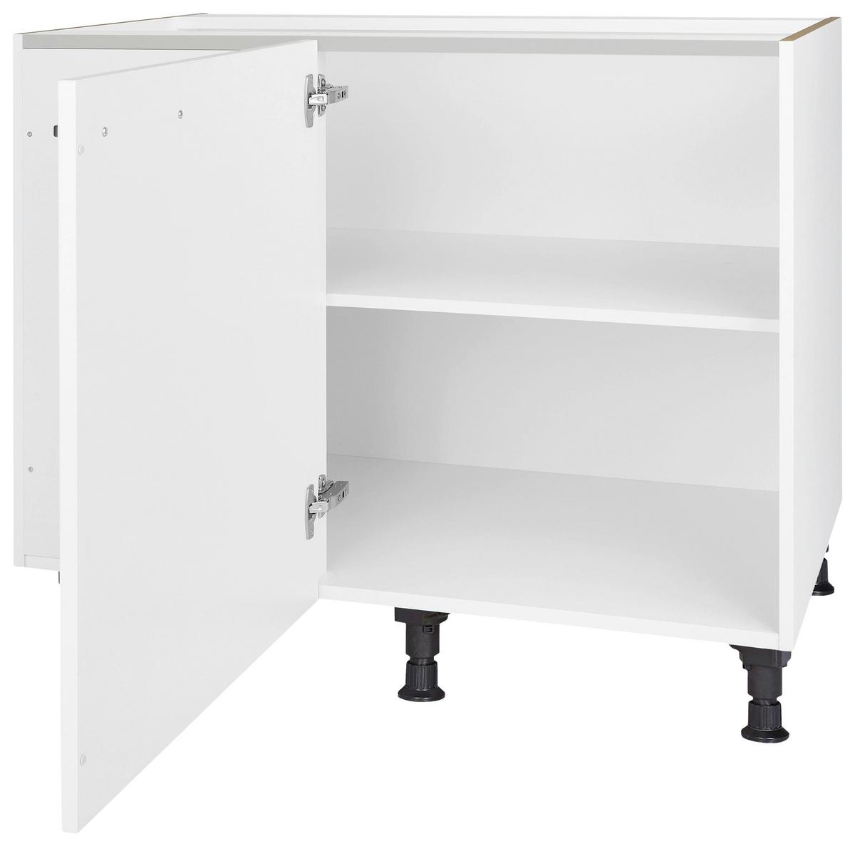 Eckunterschrank Touch Weiß - Edelstahlfarben/Weiß, MODERN, Holzwerkstoff/Metall (125/87/65cm) - Nobilia