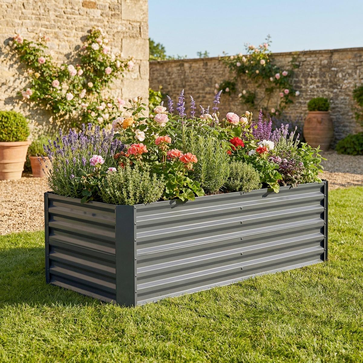Hochbeet Vcm Beet "galdo Xl" - Schwarz, Modern, Metall (180/57/90cm)
