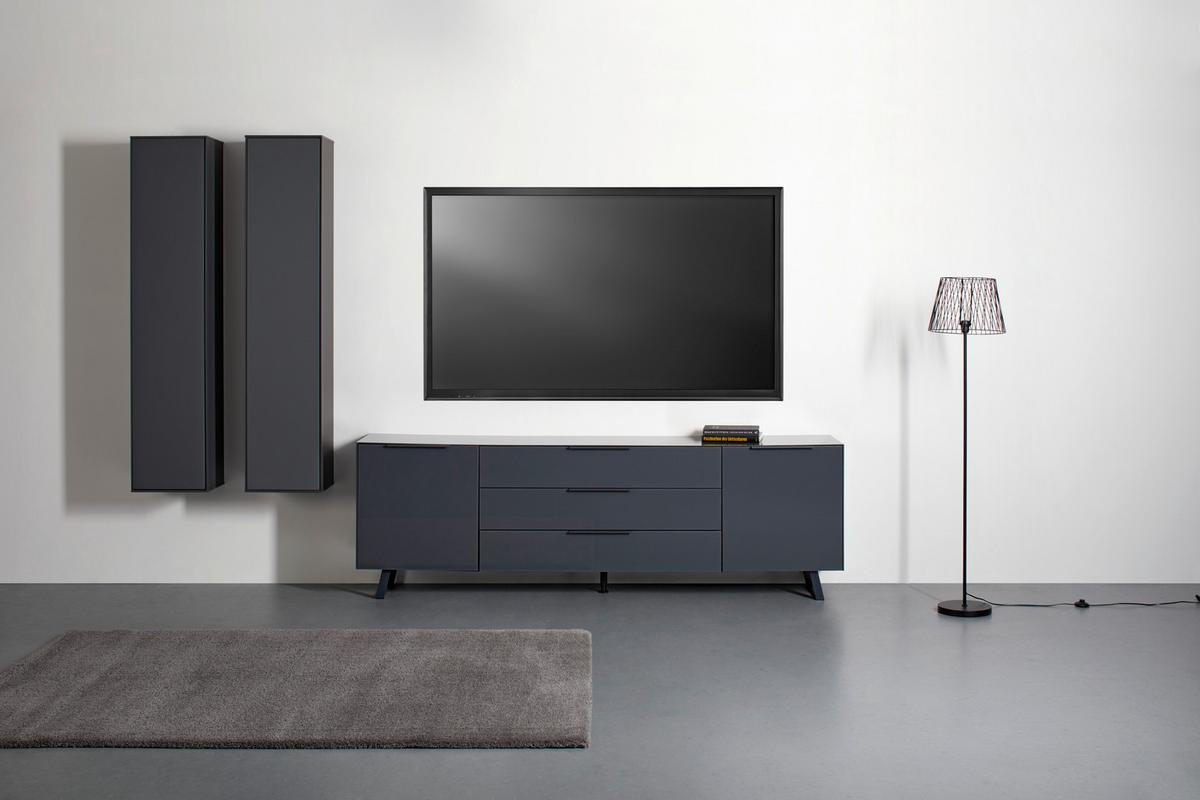 Comodă TV Max - antracit, Modern, sticlă/material pe bază de lemn (235/63/45cm) - Premium Living