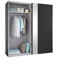 Omara Z Drsnimi Vrati Madrid - črna/krom, Konvencionalno, leseni material (200/216/68cm) - Premium Living
