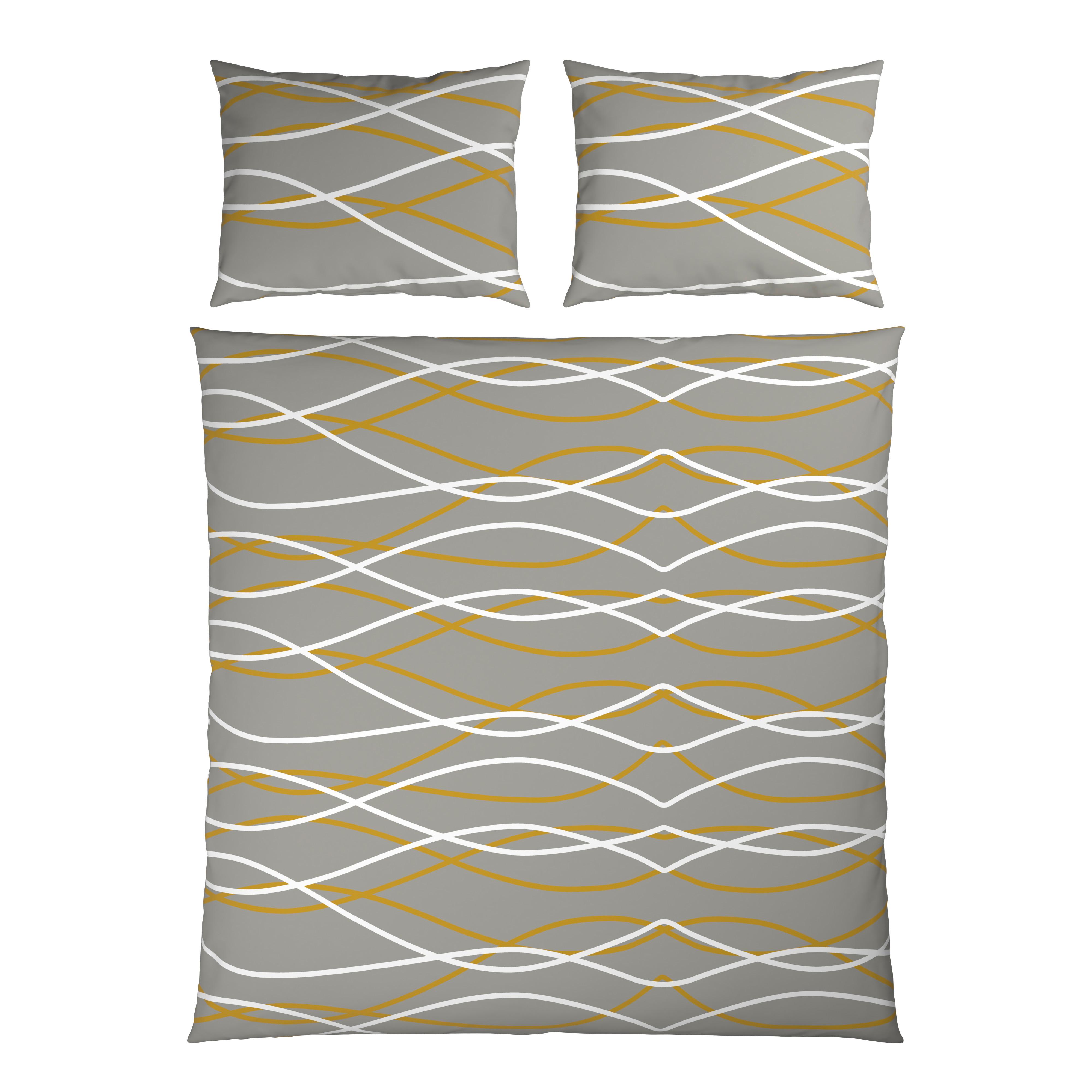 Lenjerie de pat Welle cca. 200x220/2x50x70 cm - auriu/gri, Modern, textil (200/220cm) - Mömax