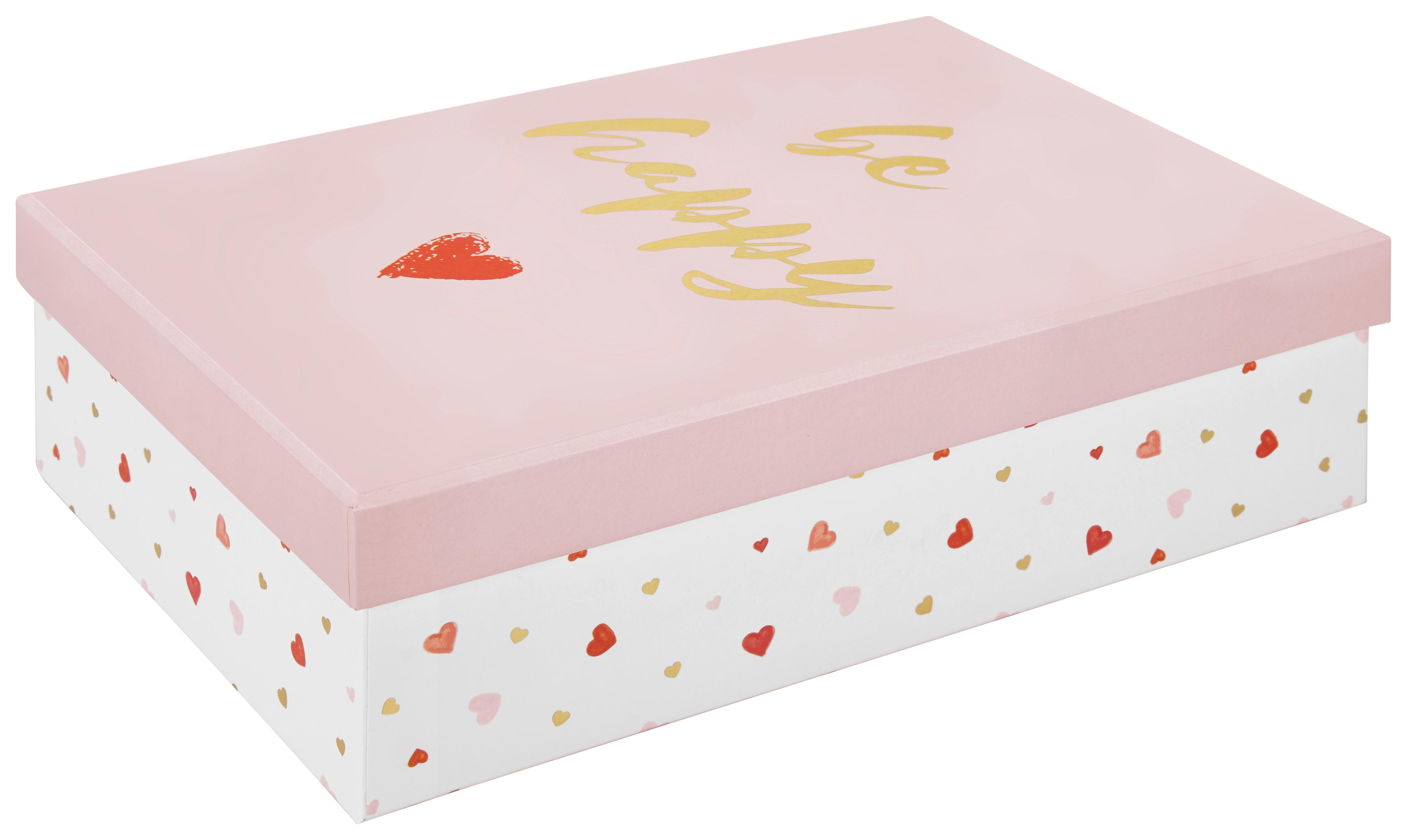 Geschenkbox Dreams Weiß/Rosa - Pink/Rot, Karton (24/16/7cm) - Modern Living