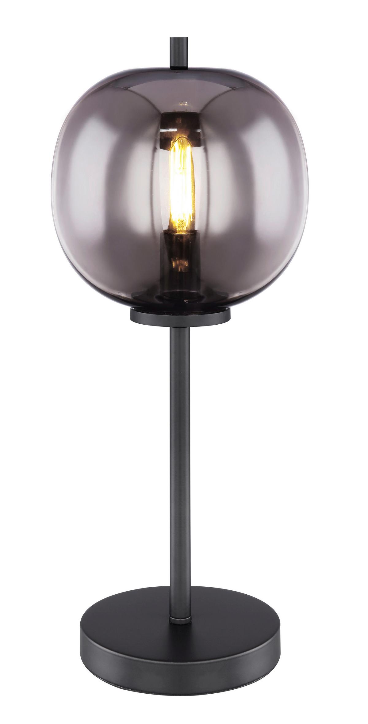 Tischleuchte Blacky in Grau max. 40 Watt - Schwarz/Grau, MODERN, Glas/Metall (18,5/45cm)