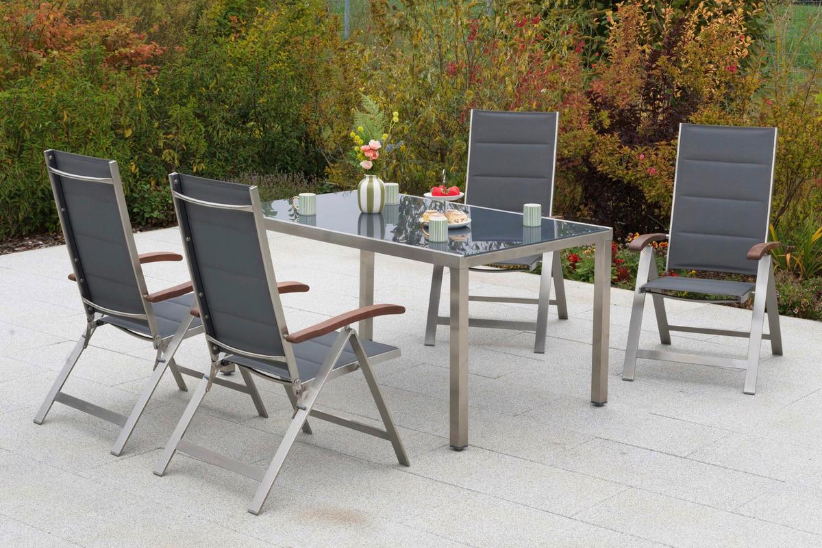 Vrtni Stol Ferrara, Siva - srebrne barve/siva, Konvencionalno, kovina/tekstil (59/110/70cm) - Gardenson
