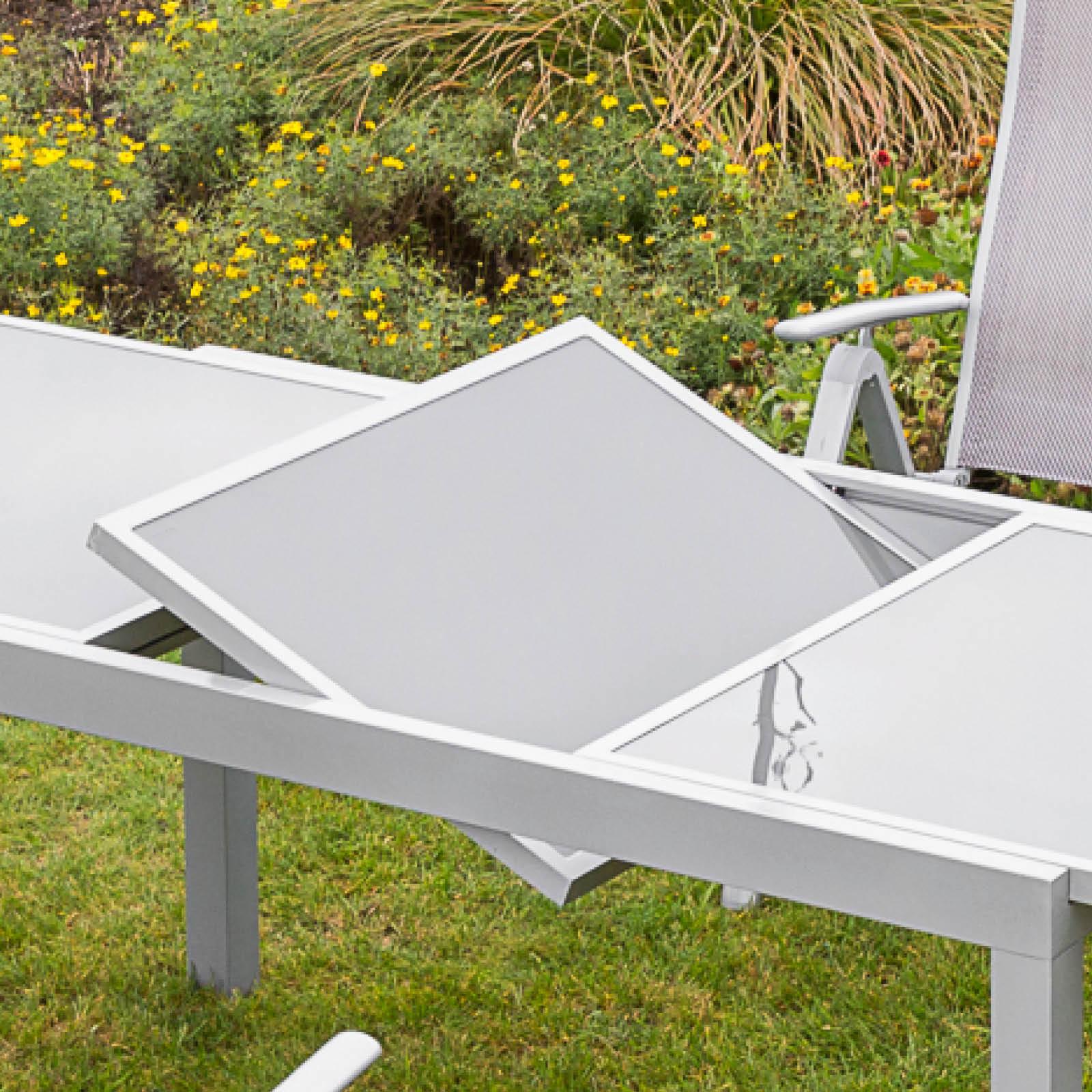Gartentisch Aluminium Ausziehtisch – 180/240x100 Cm, Mit Glasplatte, Grau, Für Bis Zu 10 Personen