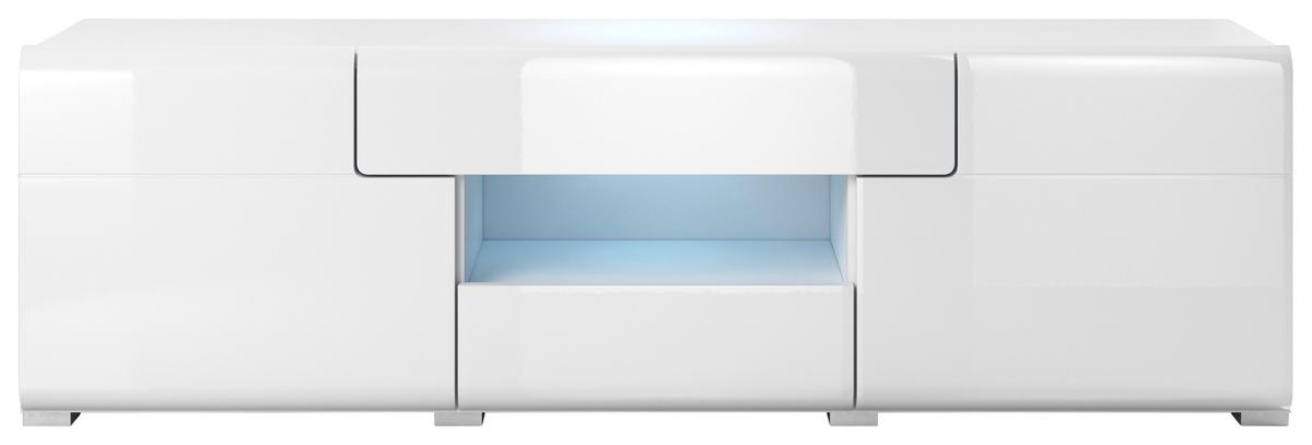 Tv-elem Toledo - magasfényű fehér/fehér, Modern, faalapú anyag (159/47/39cm)