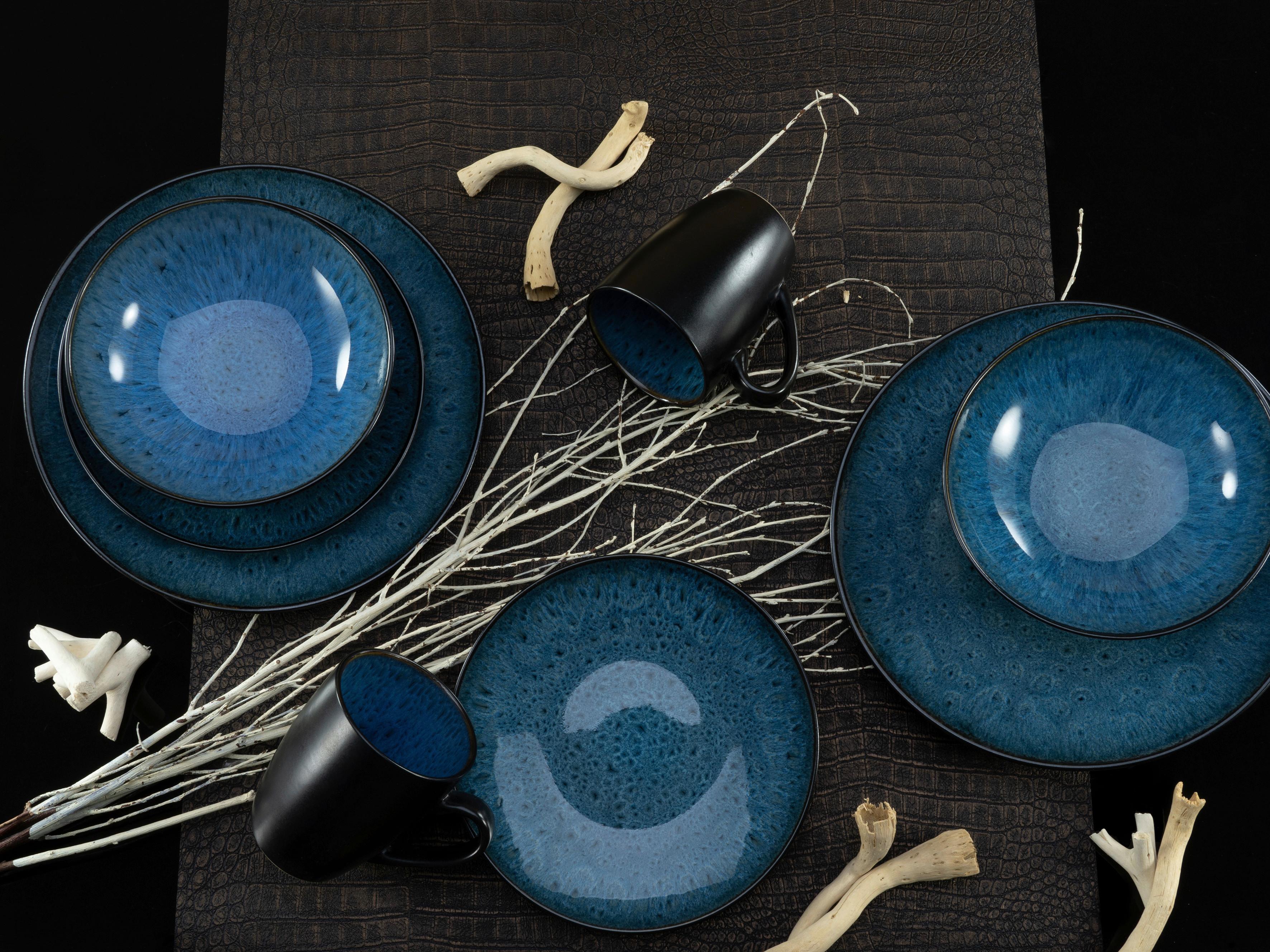 SERWIS OBIADOWO-ŚNIADANIOWY 23630 - ciemnoniebieski/niebieski, Trend, ceramika (40/26/31cm) - Creatable