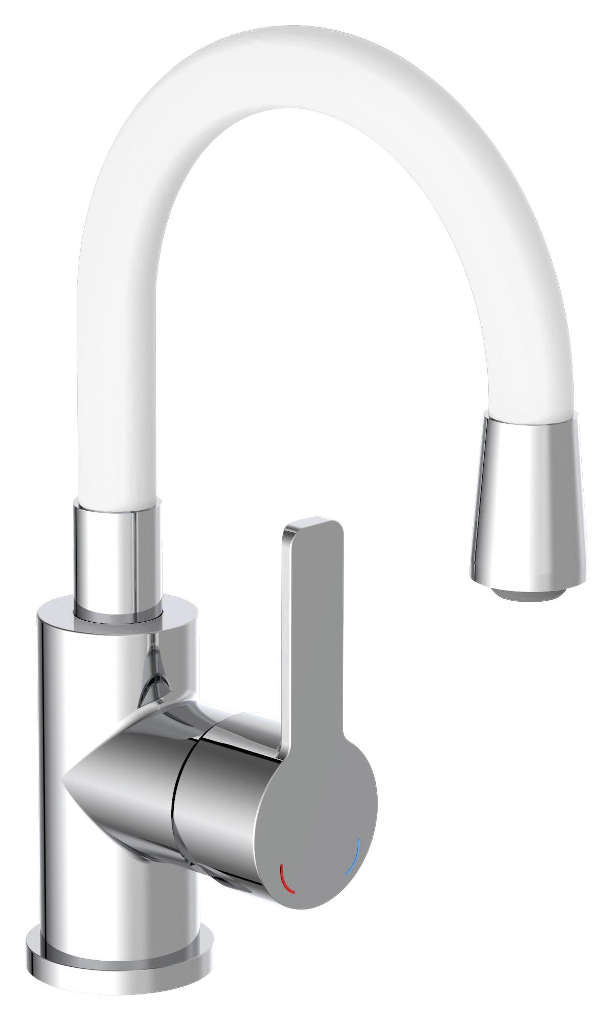 Slavina Za Umivaonik Flexo - bijela/boje kroma, Konventionell, metal/plastika (5,0/variabel/variabelcm)