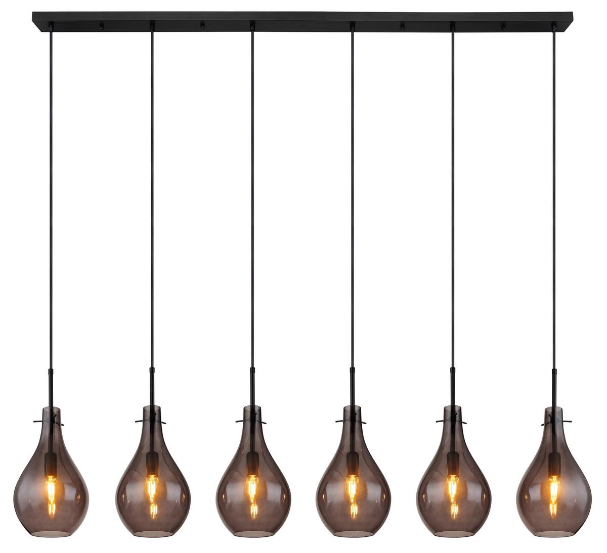 Hängeleuchte Oskus Schwarz max. 40 Watt - Schwarz, Design, Glas/Metall (140/18/120cm) - Globo