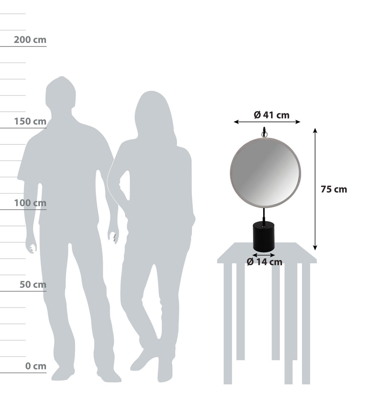 SCHMINKSPIEGEL EVFKD-BLK-SIV - Silberfarben/Schwarz, Lifestyle, Glas/Metall (41/75/14cm) - Kayoom