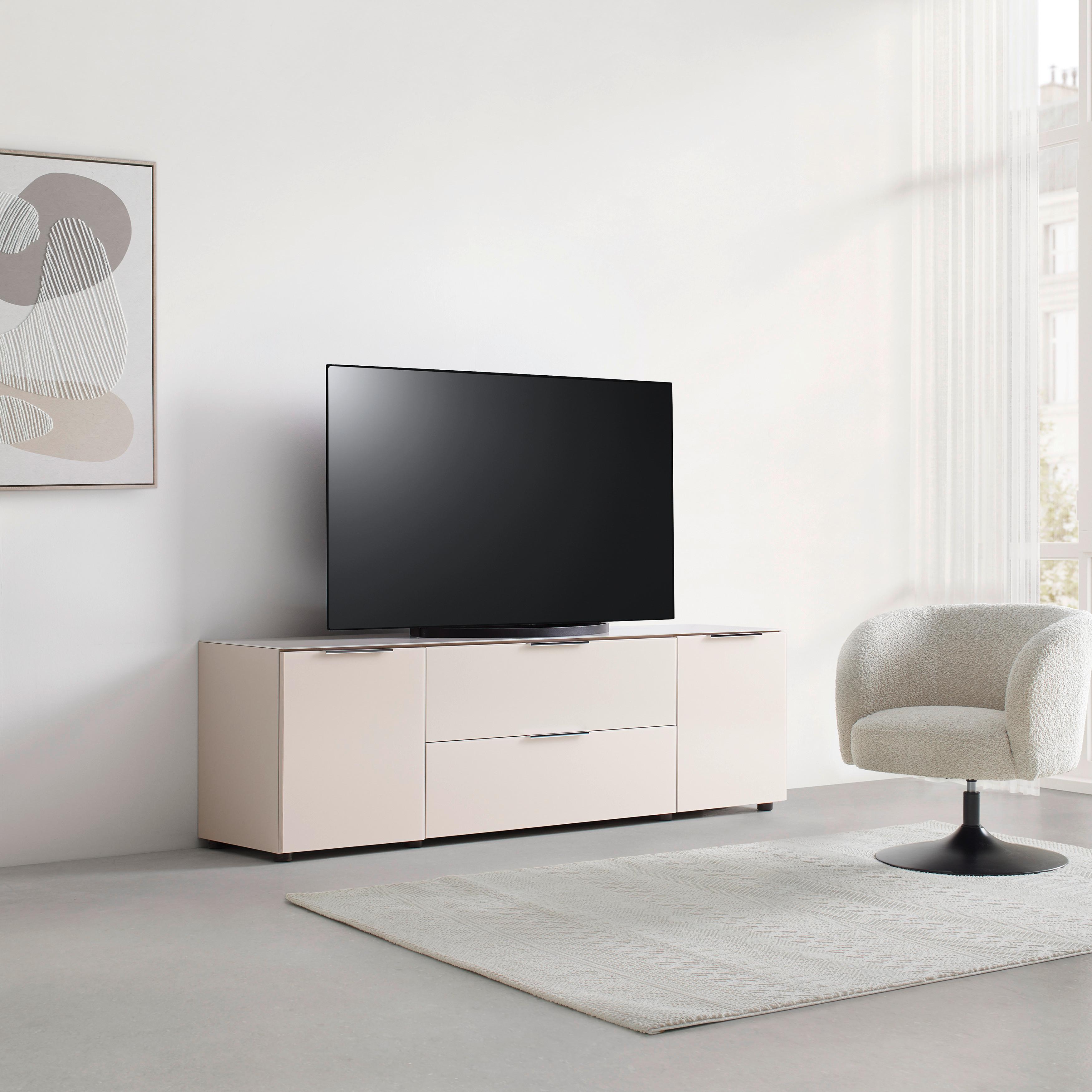 Lowboard Siena Kaschmir - Chromfarben/Kaschmir, MODERN, Glas/Holzwerkstoff (180/55/40cm) - Mömax