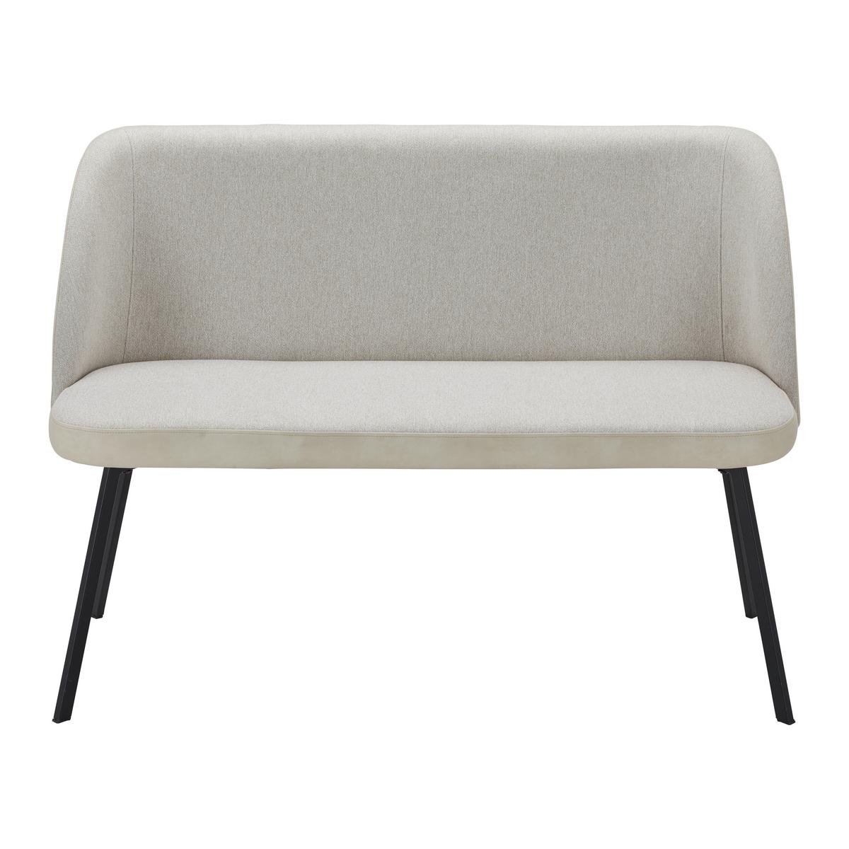 Sitzbank Danielle Creme Mikrofaser Gepolstert - Creme/Schwarz, MODERN, Holz/Textil (115/82,5/65cm) - Bessagi Home